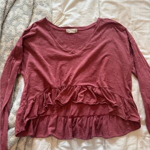 Altar'd State Ruffled Blouse with Scoop Neckline